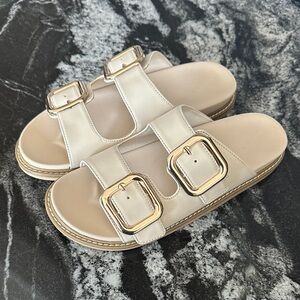 Target Cream Sandals with Gold Buckle Detail
